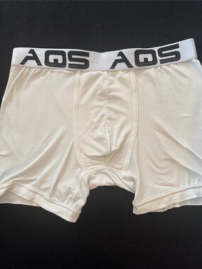 AQS Men's White Boxer Briefs with Black Branded Waistband